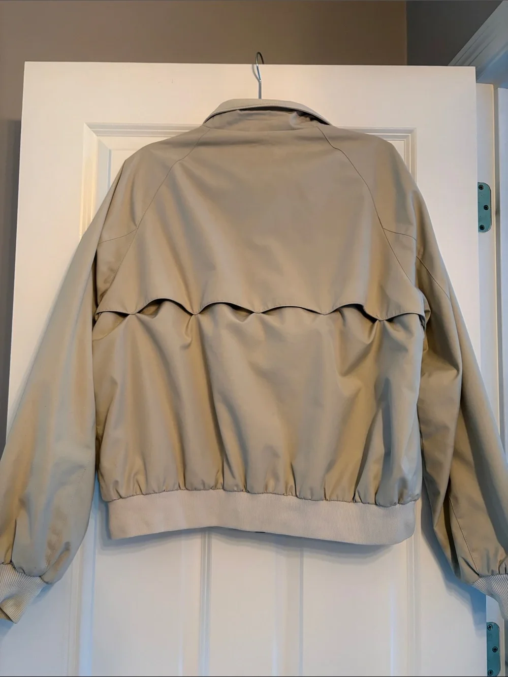 Vintage Men’s Baracuta Van Heusen Beige Bomber Jacket with Red Tartan Lining